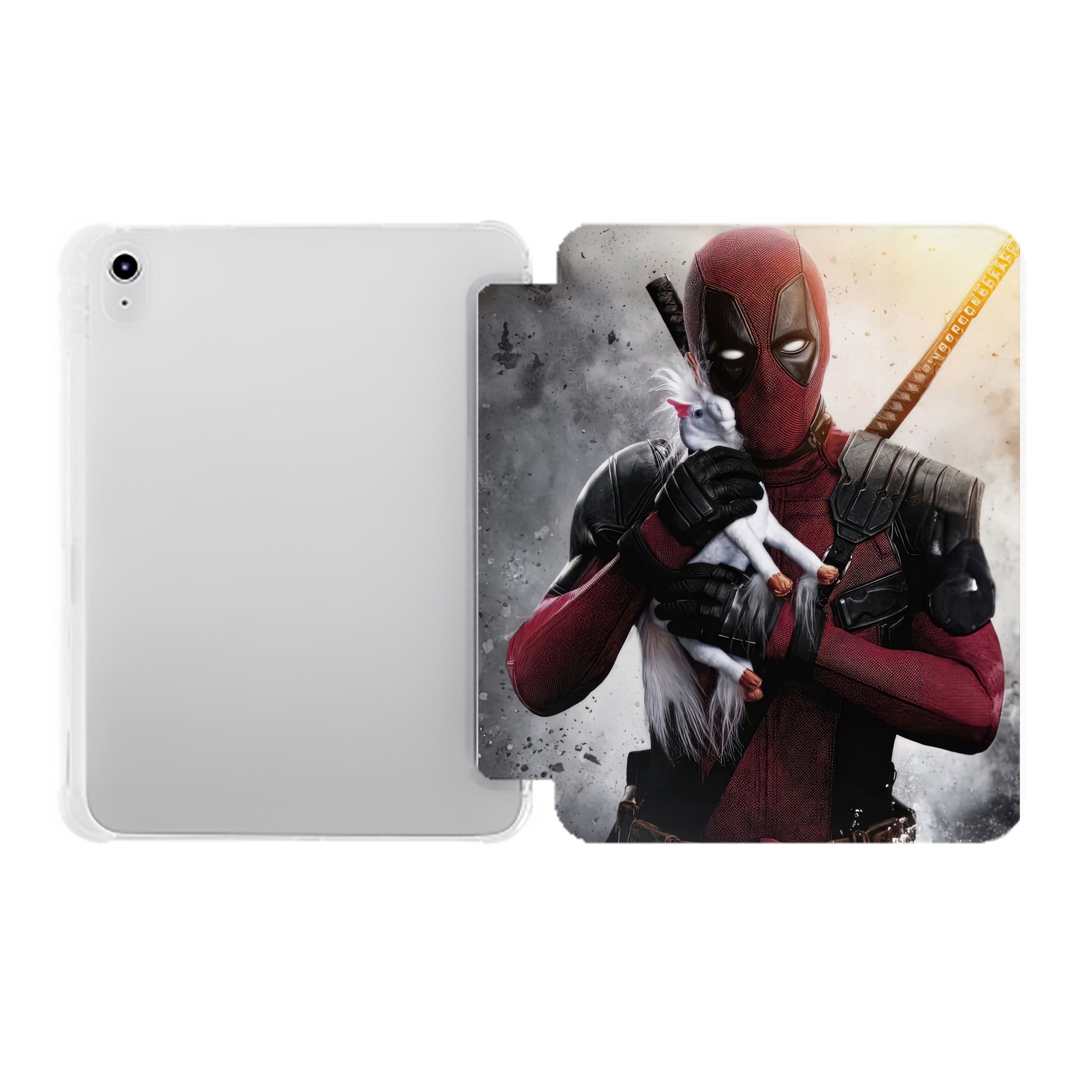 （画像用） Deadpool デッドプール IPad ケース ペン収納付き 三つ折りスタンド PUレザー×シリコン 対応機種9.5/10.5/10.9インチ